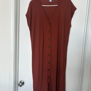 Old Navy Terracotta Button-Down Midi Dress